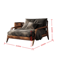 Fauteuil de détente JP avec pieds en bois massif, revêtement en mousse à haute densité, housse amovible
