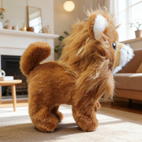 Jouet Électrique Grand Lion en Peluche Qui Ruge et Marche, Style Amusant et Adorable, Animal Animé en Plastique et Coton pour Enfants Unisexe