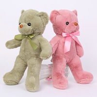 Ours en peluche multicolores personnalisables en gros, 30-55 cm, doux et mignons, avec ruban, pour machine à grue, cadeau d'anniversaire ou d'événement