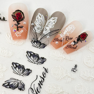 Private Label 3D rosa rossa adesivi per unghie di san valentino Nail Art decalcomania per il disegno - Product Image 4