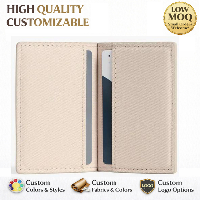 Classic Genuine Leather Card Case Wallet Short Bank Business ID Credit Card Holder with Polyester Lining for Women Men