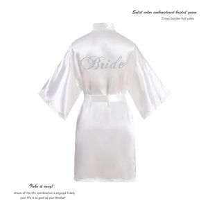 All'ingrosso Logo personalizzato in raso abiti da damigella personalizzata vestaglia da notte per le signore abito da sposa Vintage solido - Product Image 5