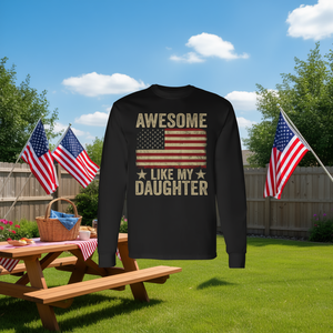 Awesome Like My <b>Daughter</b> American Flag Long Sleeve T-Shirt Fathers Day <b>Dad</b> <b>Gift</b> - Product Image 3