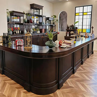 Comptoir de bar rétro médiéval français en bois multifonctionnel, comptoir de réception pour restaurant et bar