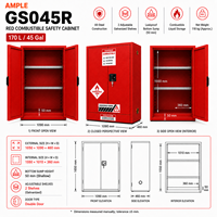 Armoire de stockage de matériel de laboratoire 170L (45 gallons) rouge, armoire de sécurité pour produits inflammables à double porte pour atelier, fourniture OEM ODM