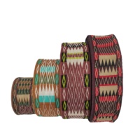Ruban géométrique Jacquard en sangle tissée de 5cm de large pour sangles de guitare et ceintures de sac Garniture de style tribal