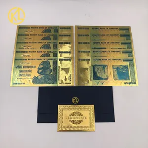10 Stks/partij 100 Biljoen Dollar Zimbabwe Bankbiljet Goudfolie Bill Opmerking Game Spelen Geld Of Souvenir Collection