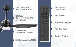 Giá thấp giá rẻ 52 inch hiện đại <span class=keywords><strong>grey</strong></span> LED ánh sáng Quạt biến tần DC điều khiển từ xa điện Quạt trần trong trần cho phòng ngủ - Product Image 6