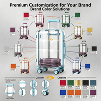 Ensemble de bagages transparents en PC personnalisés de 20, 24, 26 et 28 pouces, valise rigide transparente avec serrure TSA et roulettes pivotantes