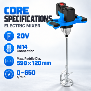 Mezcladora Eléctrica Inalámbrica OEM ODM de 20V con Conexión M14, 6 Velocidades Variables, Mezcladora Manual para Cemento y Pintura, Herramienta Básica para Construcción - Product Image 4