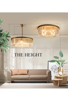 Lustre en cristal de luxe moderne, lampe de salon, chambre à coucher, <span class=keywords><strong>cuisine</strong></span>, île, salle à manger, lampe suspendue noire dorée, Luminaires ronds - Product Image 6