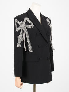 Ocstrade Novità Primavera Blazer Lussuoso da <span class=keywords><strong>Donna</strong></span> con Farfalle Scintillanti di Strass e Doppie Perline, <span class=keywords><strong>Giacca</strong></span> <span class=keywords><strong>Nera</strong></span> <span class=keywords><strong>Oversize</strong></span> da <span class=keywords><strong>Donna</strong></span> - Product Image 3