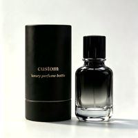 Flacon de parfum transparent noir cylindrique moderne personnalisé, 30 ml, 50 ml, 100 ml, flacon de parfum en verre à sertir avec boîte