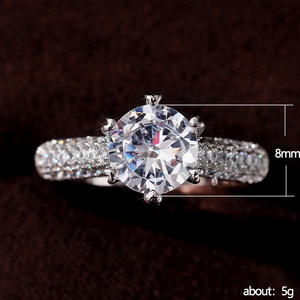 Anillo de Diamantes F791, Corte Brillante Redondo, Color G Natural, Anillo de Compromiso para Mujer, Estilo Clásico con Diamantes Laterales - Product Image 5