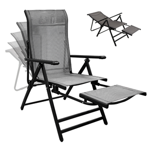 Chaise de plage pliante d'extérieur au design moderne avec accoudoir rigide réglable, chaise-lit de camping en métal et tissu <span class=keywords><strong>pour</strong></span> la pêche et la randonnée - Product Image 1