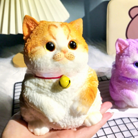 Jouet Squishy Chat Réaliste Géant 709g en TPR, Figurine Chaton Douce et Moelleuse à Presser, Ornement de Bureau Esthétique, Anti-Stress