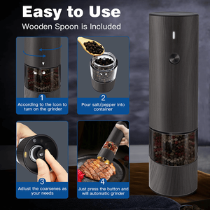 Moulin à épices électrique de qualité alimentaire, broyage principal, réglage de la grosseur, moulin à sel et à poivre électrique avec lumière LED - Product Image 2