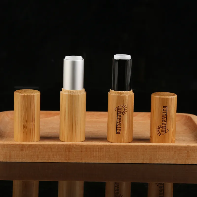 Milieuvriendelijke Bamboe Lippenstift Buis Container met Zwart Zilver innerlijke Cosmetische Buis Verpakking