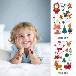 Vui Deer Snowman Xmas Hình Xăm Tạm Thời Giáng Sinh Sticker Hình Xăm Tạm Thời Cho Trẻ Em - Product Image 1