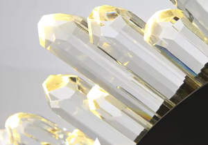 Lámpara de araña de anillo moderna para sala de estar, anillo de cristal de techo LED negro, luz colgante circular - Product Image 3