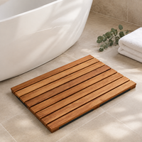 Tapis de bain antidérapant en bois d'acacia naturel, vente en gros, pour salle de bain, spa, douche, usage intérieur et extérieur