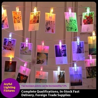 Lampu LED plastik IP65 tahan air klip tali klip foto lampu dekorasi latar belakang kotak baterai berwarna meriah Natal