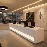 Comptoir de réception simple en Corian blanc pour bureau d'accueil