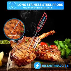 Thermomètre numérique pour viande à lecture instantanée avec sonde longue, thermomètre numérique pour la cuisson des aliments, pour grillades et barbecue - Product Image 4