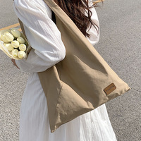 Bolso de hombro portátil de lona de puntada de gran capacidad para estudiantes personalizado chaleco reutilizable informal perezoso compras comestibles B