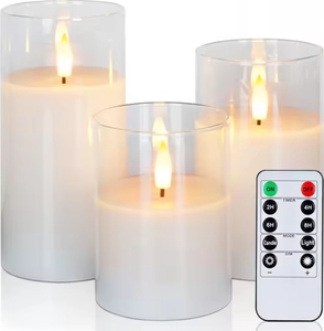 Electronic Candles <b>Light</b> Flameless Remote <b>Timer</b> Flickering Lamp Clear Acrylic Glass Battery Powered Wedding Party Christmas - Product Image 2