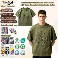 T-shirt en coton épais surdimensionné avec logo personnalisé imprimé en relief, streetwear décontracté pour hommes, vente en gros directe d'usine