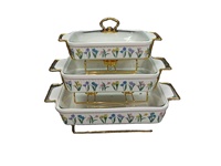 Nouvelle cocotte rectangulaire en céramique avec deux poignées, plat de cuisson, ustensile de cuisson, réchauffage doux, pour hôtel, pot à bouillon, support de pot créatif