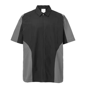 เสื้อเชิ้ตผู้ชายแขนสั้นคอปกพับได้ ผ้าฝ้าย 100% ทรงโอเวอร์ไซส์ ระบายอากาศได้ดี สไตล์ลำลอง มีซิป  รับสกรีนโลโก้ตามแบบ - Product Image 4