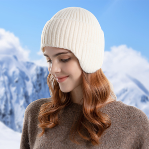 Bonnet d'hiver pour femmes, bonnet crâne épais en polaire avec oreillette en tricot, style personnage, couvre-oreilles de ski et bonnets chauds - Product Image 5