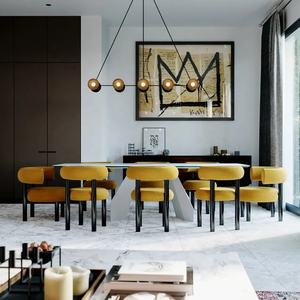 Sắt hiện đại khung dây bên ghế ăn Chrome trắng đen kim loại phong cách thời gian nhà cà phê đóng gói phòng nhà hàng ghế - Product Image 3