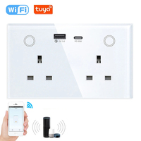 Prise murale intelligente WiFi double avec chargeur USB Type C, prise murale WiFi UK
