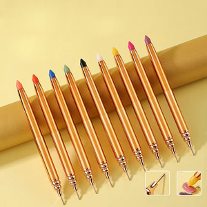 Pinceau à ongles double embout en métal doré, crayon à cire torsadé pour strass, stylo de préhension auto-adhésif - Product Image 4