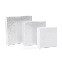 Plateau en plastique argenté brillant avec petite boîte en papier transparente bijoux pour femmes tels colliers boucles d'oreilles bagues montres en carton