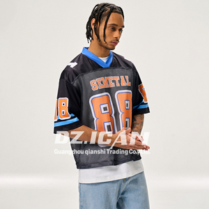 High Quality <b>Polyester</b> Men's Oversized Soccer Sports Tshirts Custom Screen Print V Neck Mesh Rugby Jersey <b>T</b> <b>Shirt</b> - Product Image 2