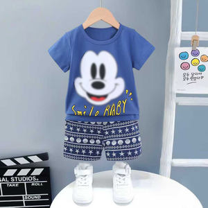 Ensemble de vêtements haut de gamme pour enfants personnalisé pour l'été, ensemble deux pièces pour enfants avec t-shirt à manches courtes, ensemble pour bébé, vêtements de sport de style coréen - Product Image 1