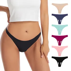 Seamless Traceless Ice Silk V Shaped Tanga Panties Underwear Women Sexy G-String Thong For Ladies