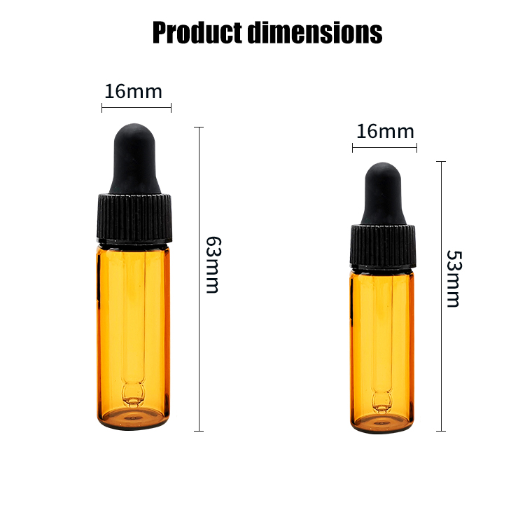 1ml 2ml 3ml 5ml Mini Glass Vials Dropper Bottle For Essential Oil