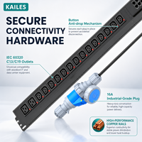 KAILES Smart PDU Modèle K66 MA 16A 200-240V 14 prises C13 2 prises C19 à verrouillage par point pour la distribution d'alimentation des racks de serveurs et les centres de données
