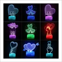 Hot Selling Fancy 3d Acryl Liefde Patroon Craft Lamp Paar Gift Sets Voor Vrouwen
