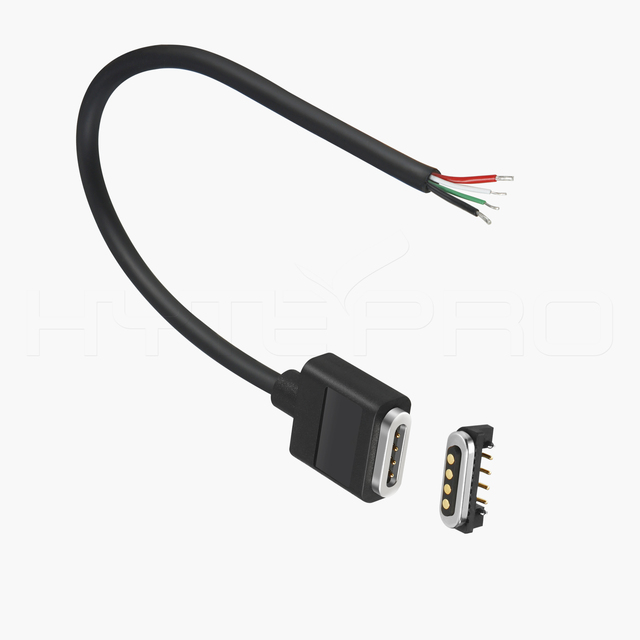 HYTEPRO M589 Magnetic 4 Pogo Pin Cable Open End Wire Harness, 5 to 24V 3A for Industrial Automation, IoT & Handheld Devices