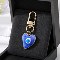 Porte-clés personnalisé en acier inoxydable bleu, motif Cœur turc et Œil de Diable, Bijou de mode de haute qualité, Imprimé en typographie