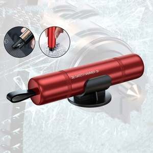 Marteau de sécurité pour voiture Marteau d'urgence pour brise-vitre Couteau pour ceinture de sécurité Outil pour voiture Marteau d'évasion en alliage d'aluminium - Product Image 1
