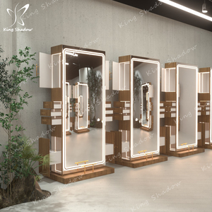 Miroir de salon <span class=keywords><strong>double</strong></span> face Tiroirs en bois de couleur pour dames Meubles de salon de coiffure - Product Image 1