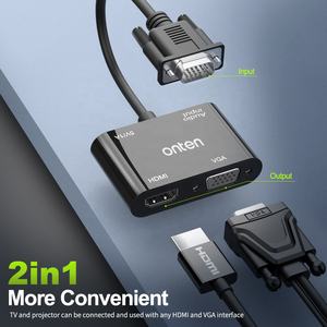 Convertisseur VGA <span class=keywords><strong>2</strong></span> en 1 VGA vers HDTV(4k @ 30Hz) + VGA(2K) + USB3.0 avec alimentation audio 1080P double écran pour PC OTN-5138HV - Product Image 5