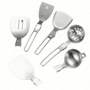 Usa Mairun823 304 Stainless Steel Eco-Friendly <b>6</b>-Piece Portable Cooking Tool Set Outdoor Camping Picnics Stir Frying Spatula Pot - Product Image 3